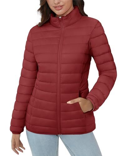 Women's Puffer Jacket Lightweight Quilted Padded 4 Pockets Large Deep Orange - Picture 2 of 7