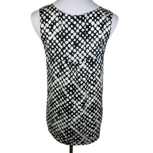 Ann Taylor Loft Dotted Flowy Tie Front Blouse Women's Medium Navy White - Picture 2 of 8