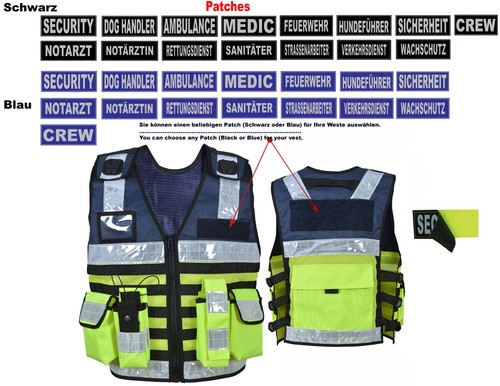 3112 Sicherheitsweste Security Weste Hundeführerweste Einsatzweste m 2x Patches - Bild 26 von 37