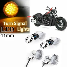 Motorcycle Turn Signal Blinker LED Light 39mm Clamp Chrome For Harley Davidson