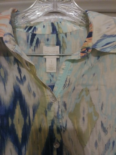 Chico's Damen Mehrfarbig Baumwolle Kragen Langarm Knopfleiste Shirt GR. 1 - Bild 3 von 8