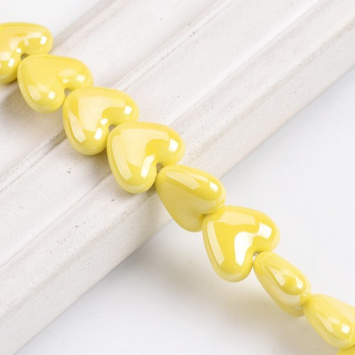 10pcs 13x15mm Flat Heart Shape Shiny Glossy Glazed Ceramic Porcelain Loose Beads - Picture 10 of 16