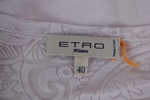 Etro Milano Women's Pullover Crew Neck Top Size 40 Blouse Print 2 US Lace Sleeve - Picture 20 of 20