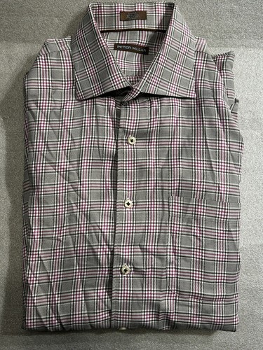 Peter Millar Polo Golf Shirt Gray And Pink XL Small Knick As Shown In Photos - Picture 16 of 18