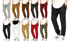 MEN'S TWILL SKINNY CHINO JOGGER PANTS SIZE S-5XL VICTORIOUS BIKER *9 COLORS