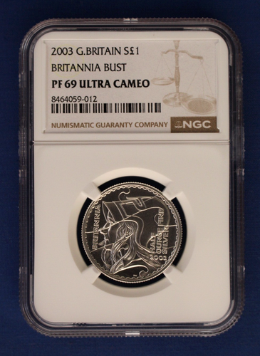 2003 Royal Mint 1/2oz Silver Proof Britannia £1 coin NGC Graded PF69 Ultra Cameo