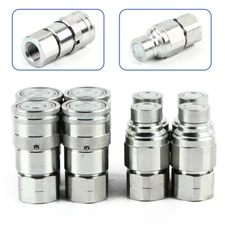 4 Sets 1/2 Flat Face Hydraulic Quick Connect Couplers Couplings Skid Steer