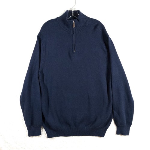 Suéter J Crew Para Hombres XL Azul Mezcla de Cachemira Tejido 1/4 Cremallera Cuello Simulado Largo Preppy - Imagen 1 de 8