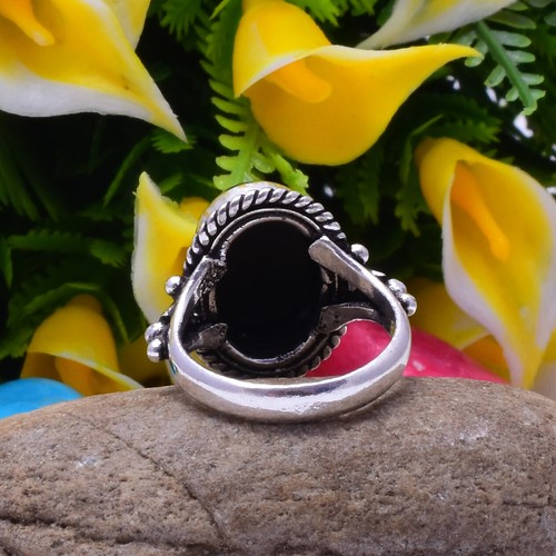 Scenic De Ónice Negro Piedra Preciosa 925 Plata Ley Handmade Anillo Todas Tallas - Imagen 3 de 3