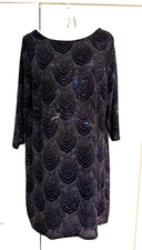 Black stretchy art deco cocktail flapper dress rainbow sparkle 16 18