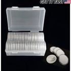 50Pcs 40mm Clear Round Case Coins Storage Box Capsules Holder Containers