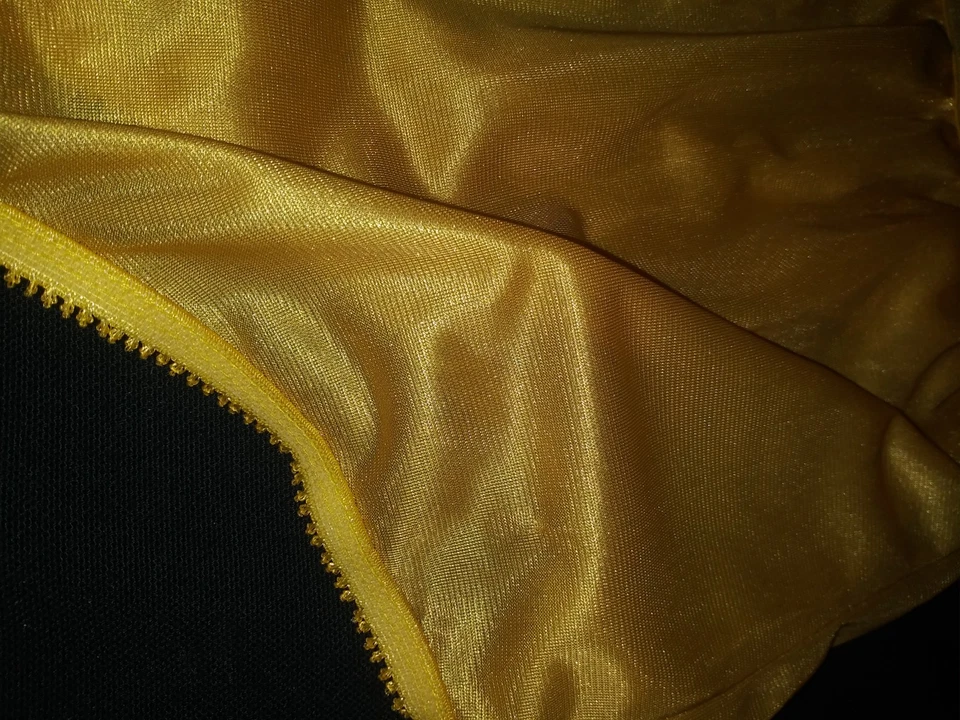 Bragas de Colección Nylon Sedoso Amarillo Brillante Pierna Alta Volantes Pin Up Sissy Encaje Incrustación XL Foto 2 de 4