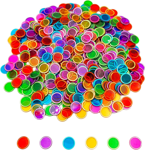 500 Pieces 6 Color Magnetic Transparent Bingo Counting Chips with Metal Edge - Picture 8 of 12