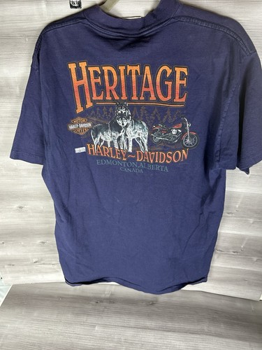 Vintage 1990’s Harley Davidson Shirt XL Single Stitch Heritage Edmonton Alberta - Picture 2 of 8