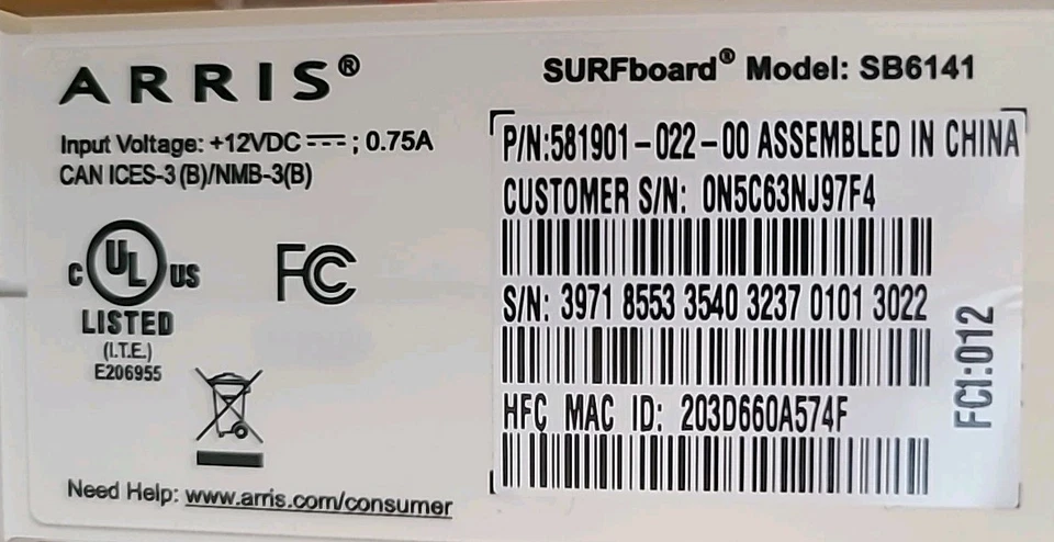 Motorola ARRIS SB6141 SURFboard DOCSIS 3.0 Cable Modem + Power Supply & Guide - Image 3 of 4