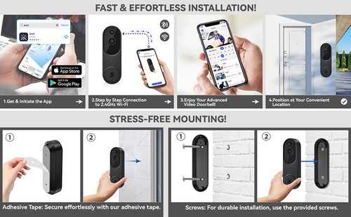 Safe Doorbell Video Security Camera WIFI Wireless, Smarter Way Your Home Outdoor - Picture 24 of 36