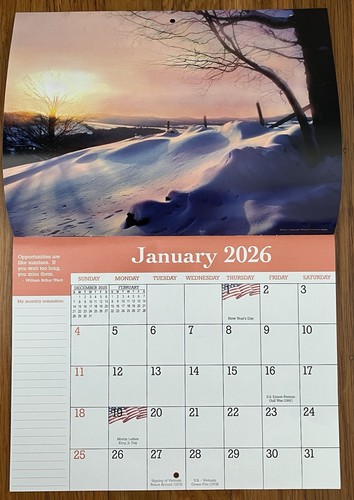 Calendario de pared DAV 2026 America The Beautiful dorado en relieve nuevo - Imagen 3 de 6