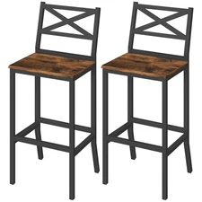 Bar Stools, Set of 2 Bar Chairs with Backrest and Footrest, 26" Tall Counter ...