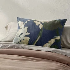 King Euro Heavyweight Linen Blend Throw Decorative Pillow Navy Floral