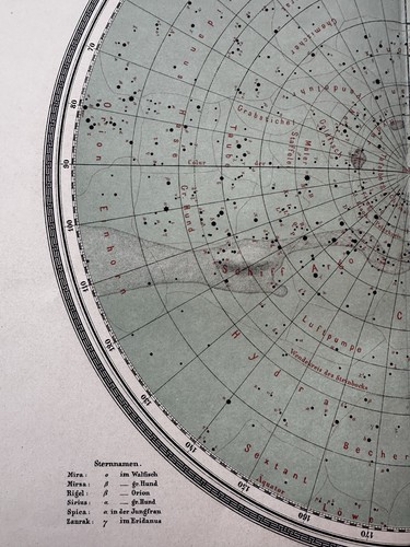 Cartas estelares celestiales Cielo nocturno 1892 Sohr-Berghaus escaso detallado mapas a 2 colores - Imagen 14 de 15
