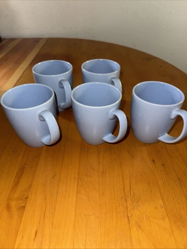 Set Of 5 Corelle Coordinates Stoneware LIGHT BLUE 4" Coffee Tea Mugs Cups 12 oz