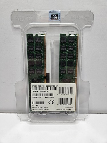 NEW SEALED HP 8GB (2x4GB) PC2-5300P 408854-B21