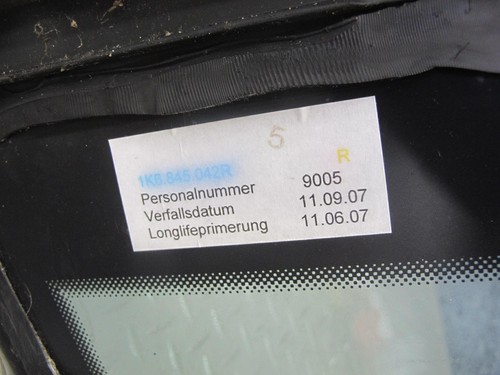 07-09 VW GOLF MK5 R32 GTI RABBIT 2-DR REAR RIGHT QUARTER GLASS WINDOW OEM - Imagen 4 de 14