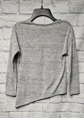 PINC GIRLS M 10 12 GRAY MARLED DIAGONAL ZIP HEM TERRY SWEATER L/S TUNIC TOP - Picture 10 of 18