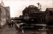 Bridge Over Erie Canal Mule Barge Newark NY New York I RPPC Photo Postcard COPY