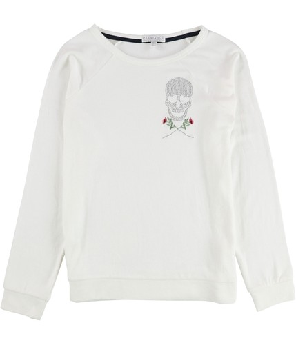 P.J. Salvage Damen Pyjama-Pullover mit Perlen Totenkopf, weiß, Small