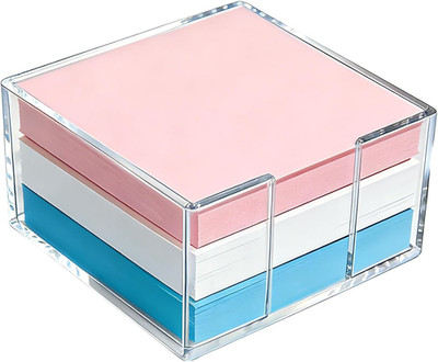 Acrylic Sticky Note Holder, 3X3 Inch Crystal Clear Sticky Note Dispenser for Des
