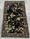 3x5 ft Vintage French Handmade Aubusson Rug Needle Point Floral Chain Stitch Rug