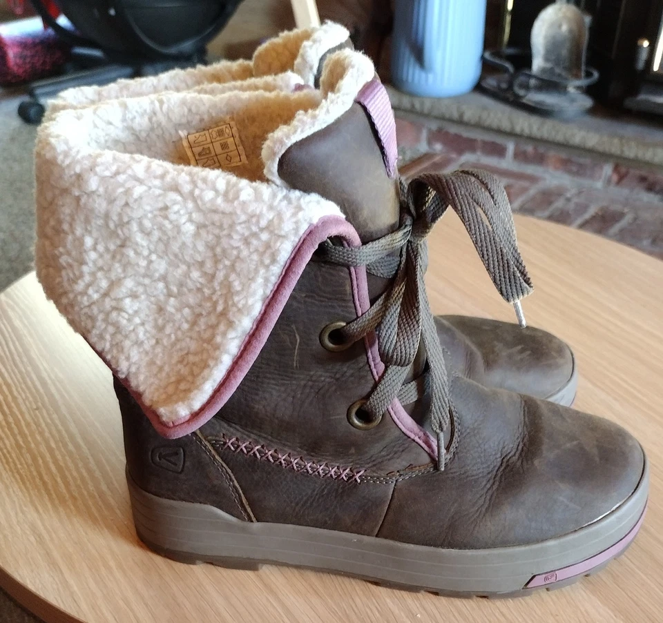 Botas bajas Keen Dry 53015-BRGN Snowmass de cuero marrón imitación piel talla 9 para mujer’s Foto 2 de 4