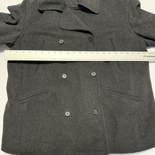 J. Crew zweireihiger dunkelgrauer Erbsenmantel aus Wollmischung Steppfutter Damen XL - Bild 8 von 10