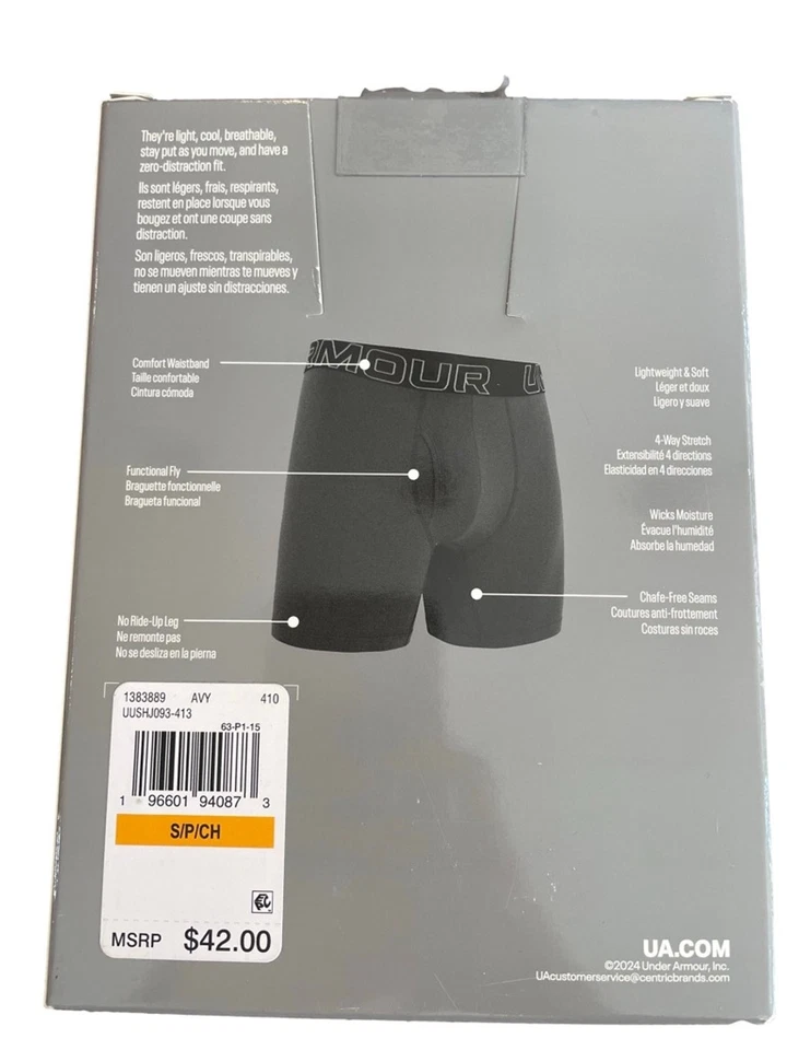 Under Armour Performance 棉平角短裤 尺寸 S 6 双 — 第 3/4 张图片