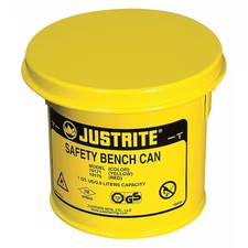 Justrite 10171 Bench Can 0.25 Gal Steel Can, Steel Plunger, 4 1/2 In Dasher