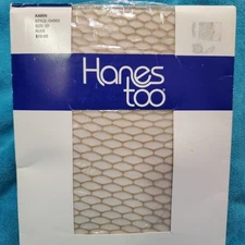 Vintage Hanes Too KARIN OA562 Wide Fishnet Pantyhose NUDE Size EF Made In Italy