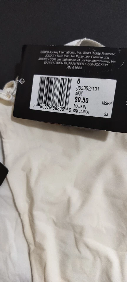 Calcinha de biquíni Jockey No Panty Line Promise luxo (2 creme 1 branco) tamanho 6 nova com etiquetas - Imagem 2 de 3