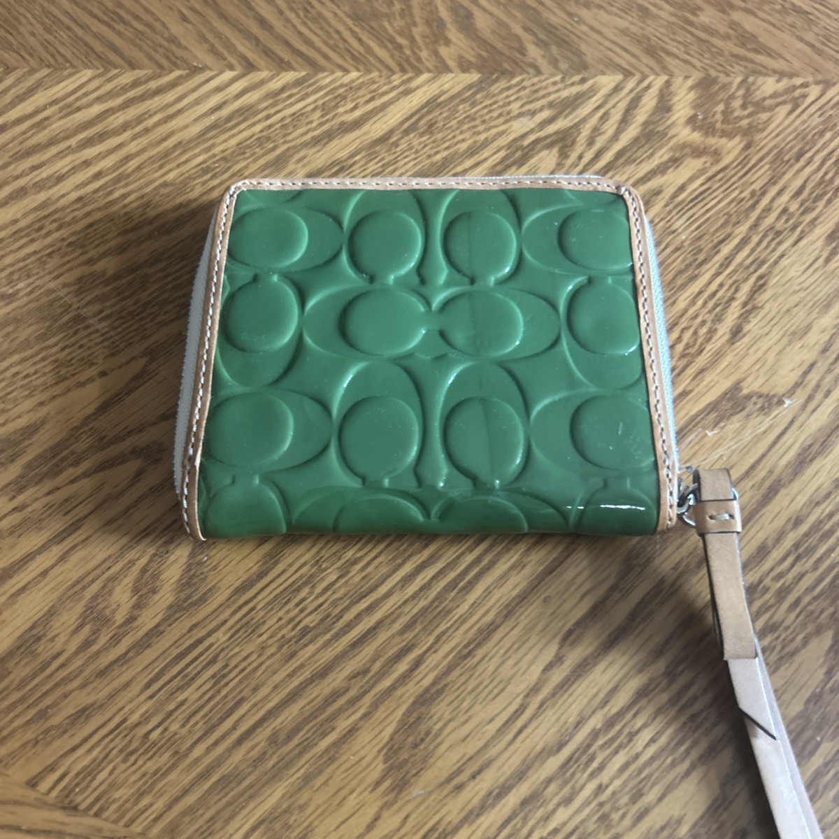 NWT COACH EST 1941 F48399 ARMY GREEN & TAN PATEN LEATHER