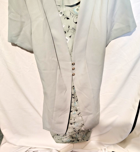 Kathie Lee mintgrünes geblümtes Kleid und Jacke, schick und arbeitsfrei, Gr. 16W - Bild 4 von 7