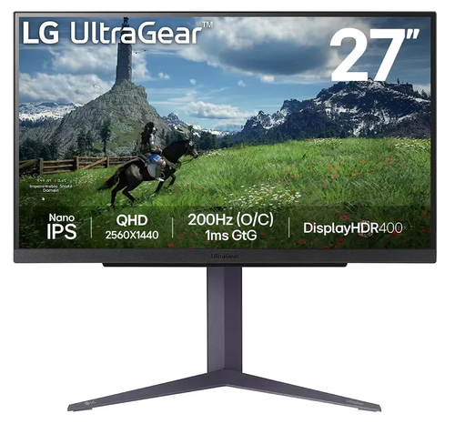 LG UltraGear 27GS85Q-B Monitor 27" WQHD 2560x1440 HDR10 NVIDIA G-Sync 180Hz 1ms