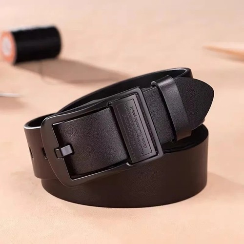 Mens Genuine Leather Belt Belts Real New Buckle For Trouser Jeans Black Brown UK - Picture 7 of 10