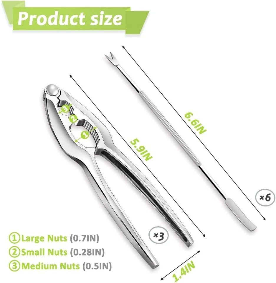 9 PCS Lobster Crab Cracker & Picks Set Stainless Steel Forks Heavy Duty Seafood - Image 2 of 4