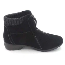 Sporto Micah Waterproof Suede Knit Collar Bootie Black