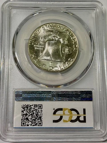 1958 D USA Franklin Half Dollar Full Bell Lines PCGS MS65 nice white coin