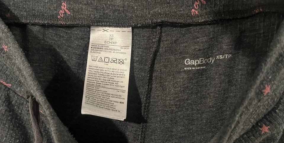 Pantalones Acanalados Gap Body Gris Rosa Estrellas Extra Pequeños XS Acogedor Salón Elástico Y2K Foto 3 de 4