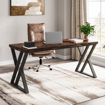 140cm Schreibtisch mit Z-Metallbeinen, stabiler Computertisch für Home Office