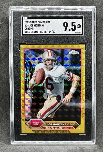 2023 Topps Composite Joe Montana Chrome Refractor Geometric Gold #19/50 SGC 9.5