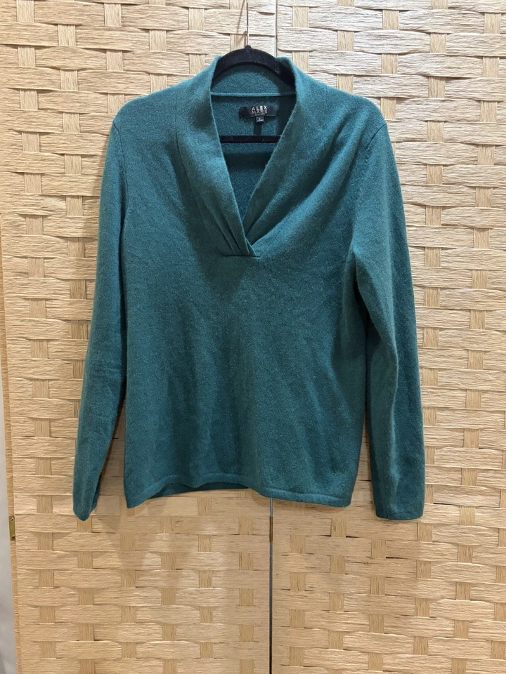 Suéter Alex Marie Verde Bosque 100% Cachemira Minimalista Tranquilo Lujo Grande Foto 2 de 4
