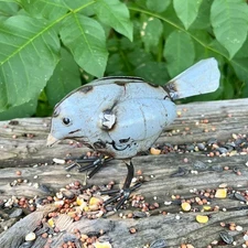 NEW PRIMITIVE CHICK RECYCLED METAL  6"T x 3.75"W x 2.75"D GRAY Rustic FARMHOUSE